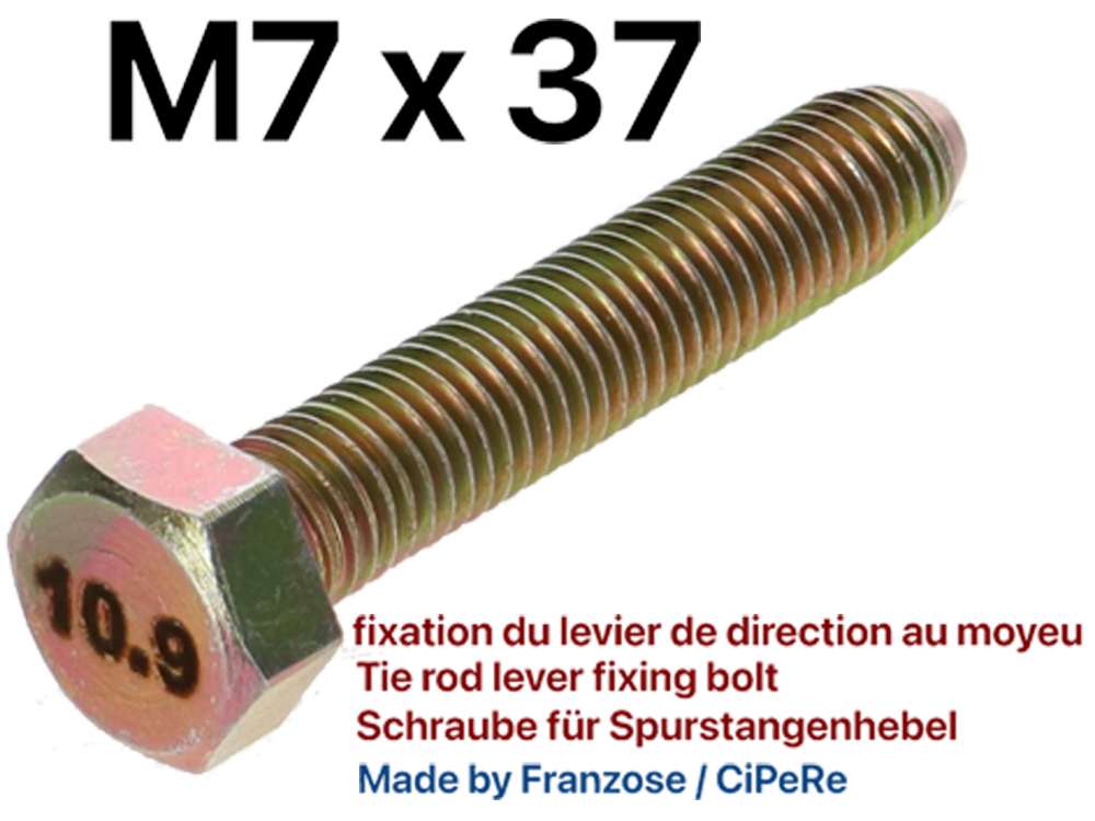 Sonstige-Citroen - Tie rod lever fixing bolt. Suitable for Citroen 2CV. Measurement: M7 x 37mm. Tensile stren