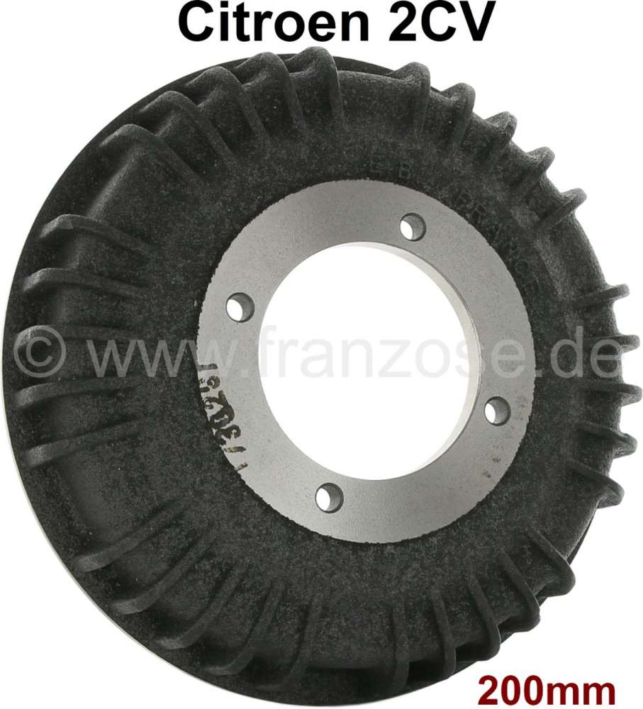 Renault - Drum in front. Suitable for Citroen 2CV. 200mm diameter, 4x securement. The drum is outsid