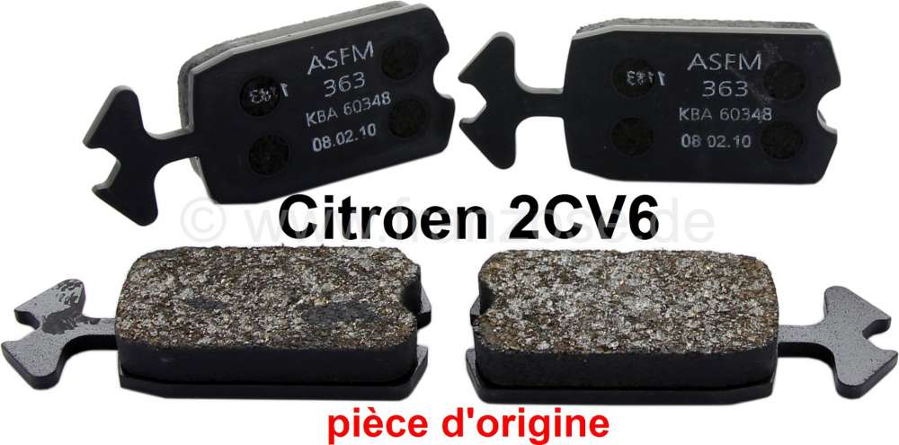 Citroen-2CV - Brake pads in front, suitable for Citroen 2CV (original). Installed from year of construct