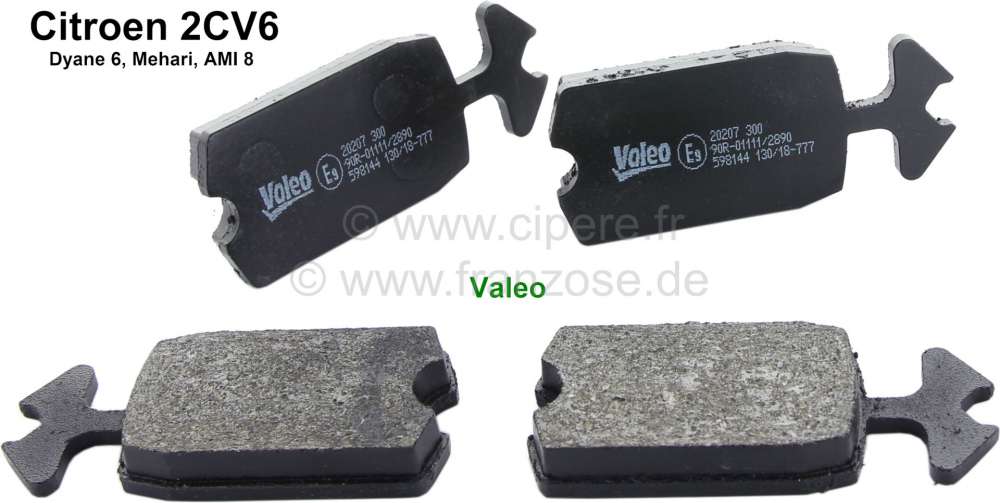 Citroen-2CV - Brake pads in front, suitable for Citroen 2CV. Original manufacturer quality! Installed fr