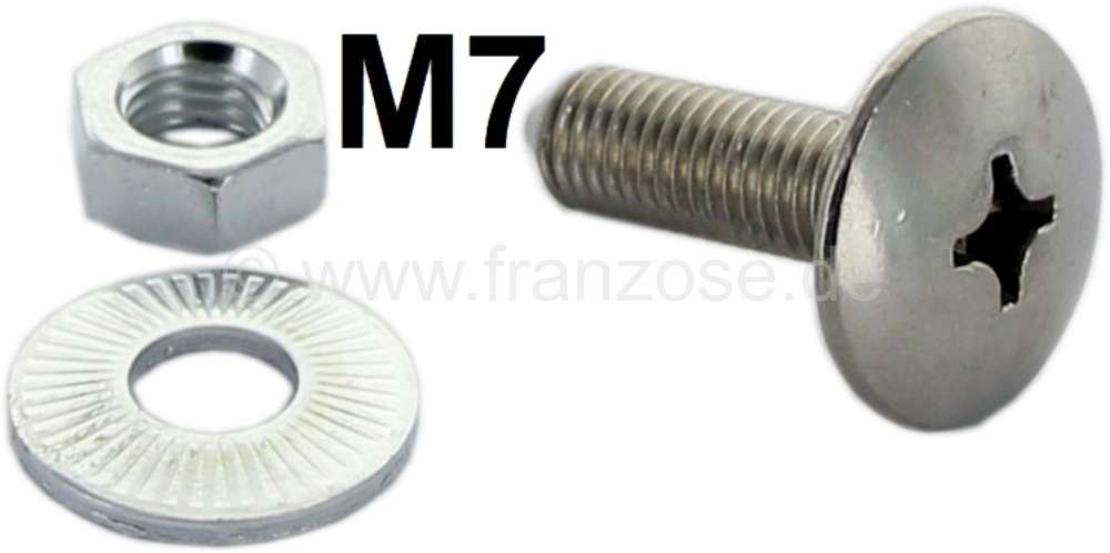 Renault - Stainless steel bumper bolt (1x), suitable for Citroen 2CV. The bolt is supplied with M7 n