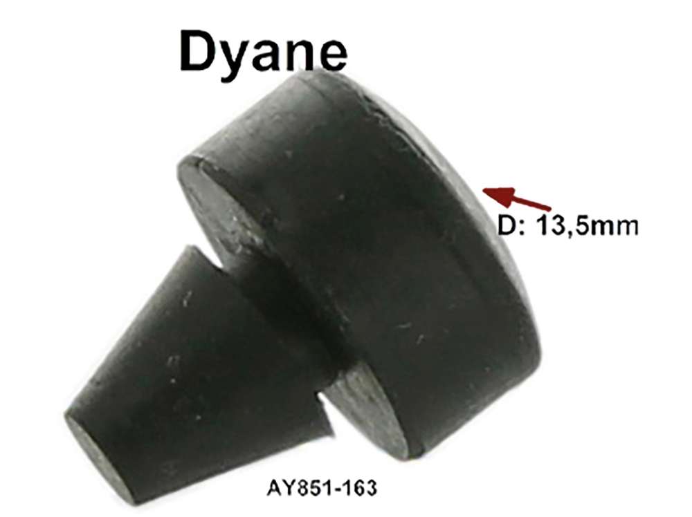 Citroen-2CV - Dyane, rubber buffer, for the base bonnet on fender. Suitable for Citroen Dyane. Diameter: