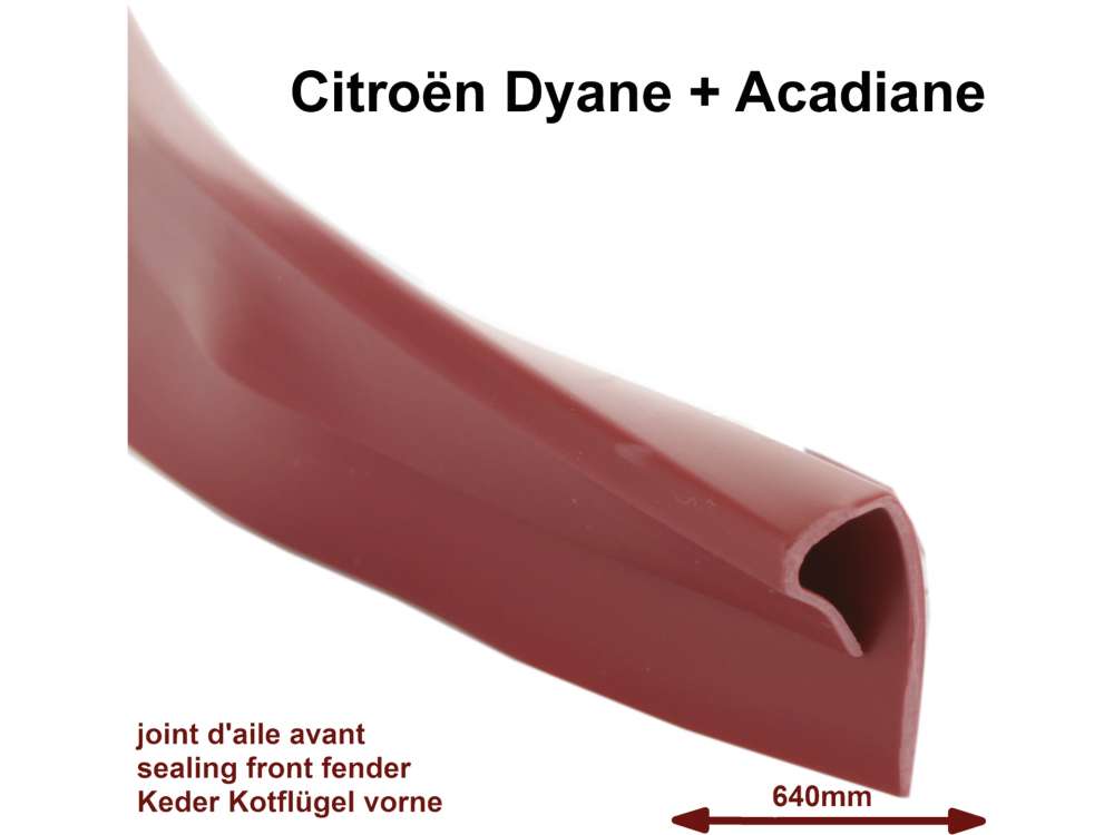 Citroen-2CV - Dyane, sealing trim for the front fender. Per piece. Color: Red!