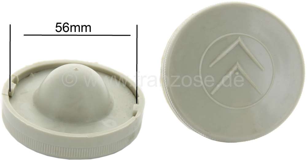 Citroen-2CV - Fuel filler cap from synthetic, color grey. Suitable for Citroen 2CV, DS, DY, HY. The fuel