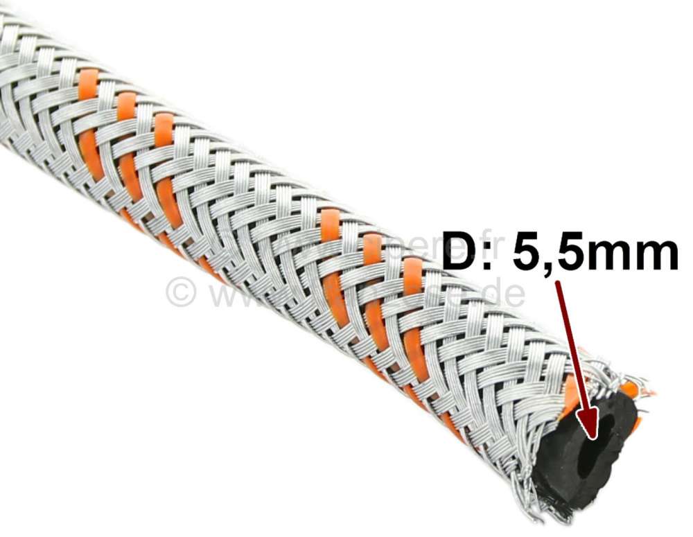 Sonstige-Citroen - Fuel hose metal-encases. (2CV6) Inside diameter: 5,5mm, outside diameter: 10,5mm. By meter