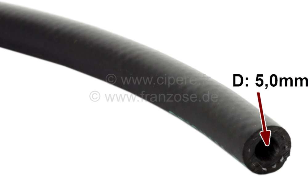 Peugeot - Fuel hose, only from rubber (not fabic encases). Inside diameter: 5,0mm. The hose is almos