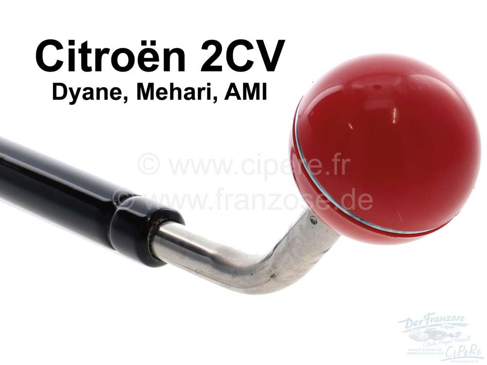 Citroen-2CV - Gear shift knob (ball), from synthetic with chrome ring! Color red. Suitable for Citroen 2