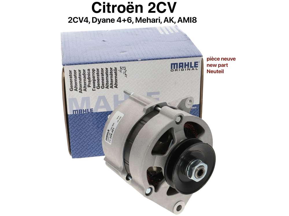 Citroen-2CV - Alternator 2CV6 + 2CV4, 12 Volt (manufacturer Mahle). New part! Suitable for Citroen 2CV, 