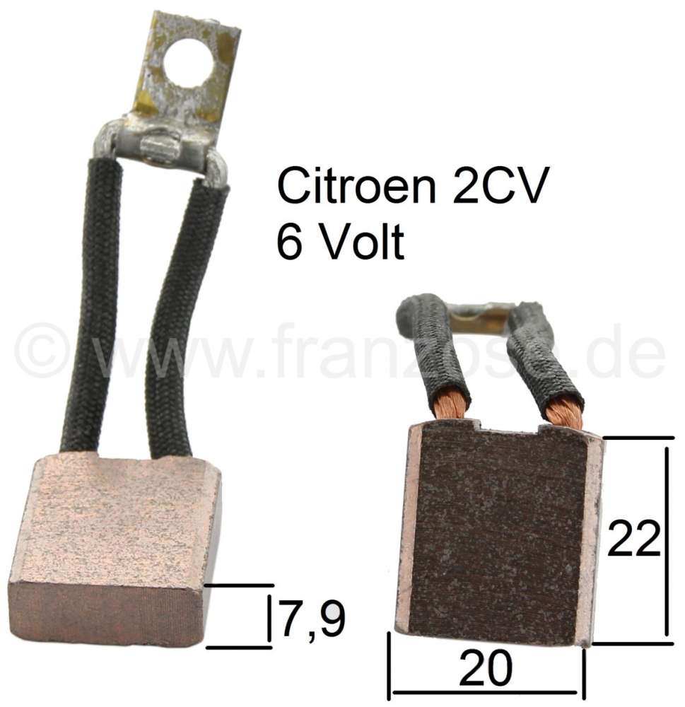 Citroen-2CV - Generator Brush Set Citroen 2CV old, 6 V technology. For generators are mounted on the cra