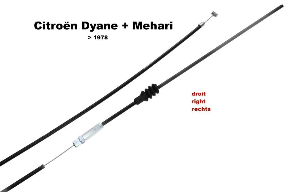 Sonstige-Citroen - Dyane/Mehari, headlight height adjustment cable right (short version), suitable for Citroe