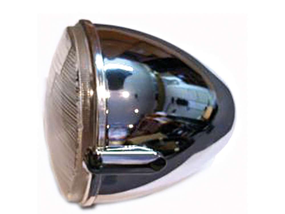 Citroen-2CV - Headlamp chromi-plated with H4 reflector, for Citroen 2CV + HY. Reproduction from India! O