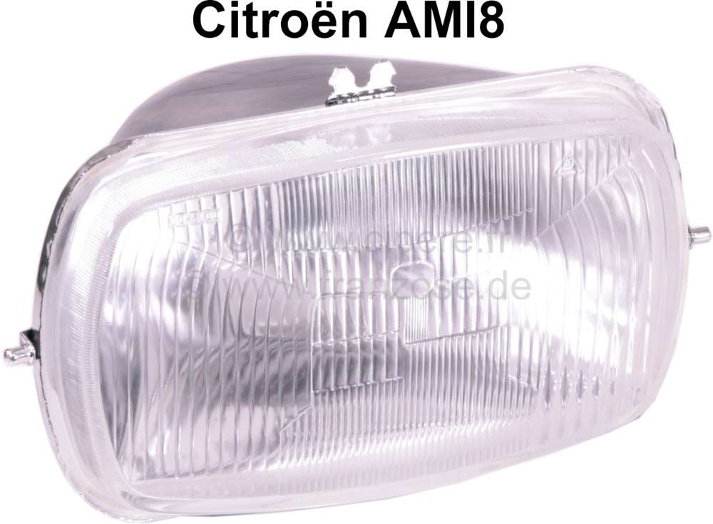 Citroen-2CV - Headlamp (H4) Citroen AMI 8, reproduction without test characters! Bad reproduction, but t