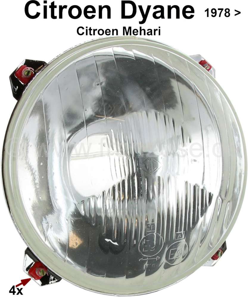 Citroen-2CV - Headlight insert, suitable for Dyane + Mehari. Installed starting from year of constructio