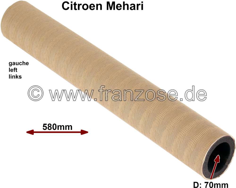 Citroen-2CV - Heater hose on the left of Citroen Mehari. Diameter 70mm, 580mm long, isolate  with 10mm f