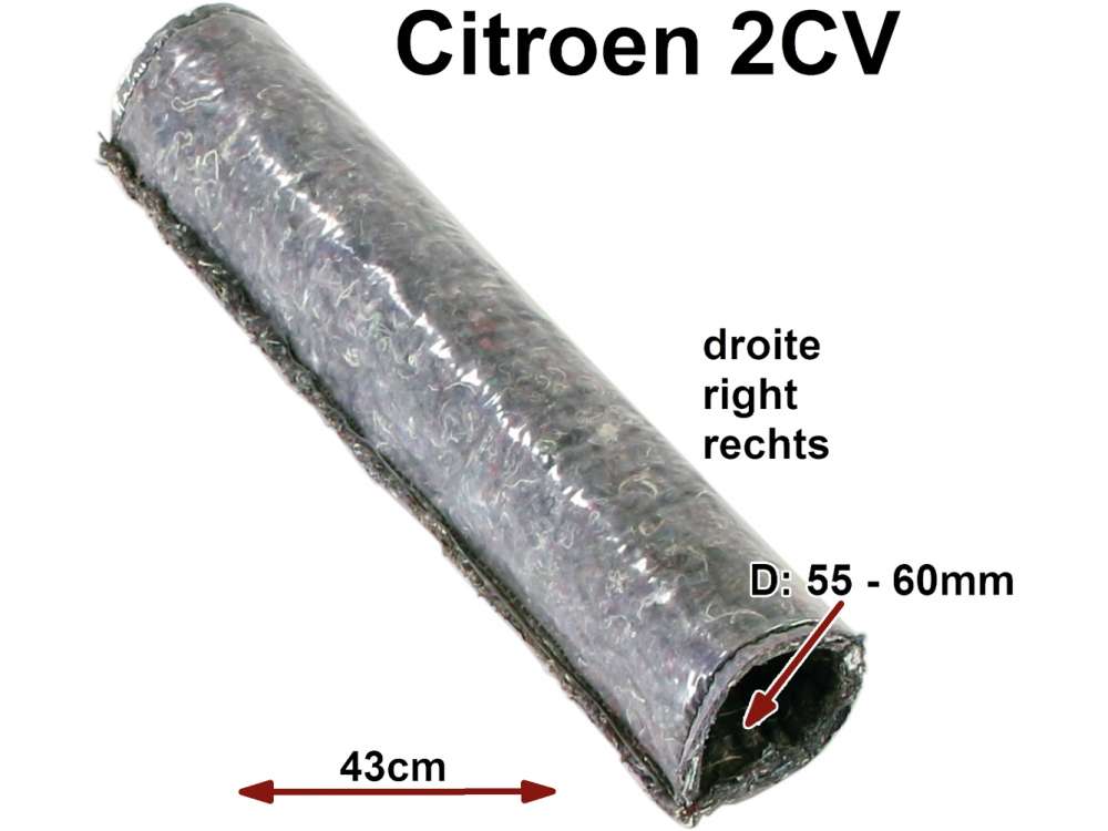 Citroen-2CV - Heating hose from felt, with metal spiral. Suitable for Citroen 2CV. About 43cm long, 55-6