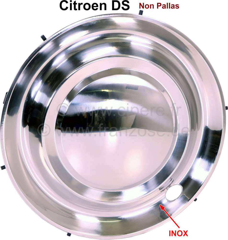 Citroen-DS-11CV-HY - Wheel cover from stainless steel, suitable for Citroen DS Non Pallas. 15 inch diameter. Th