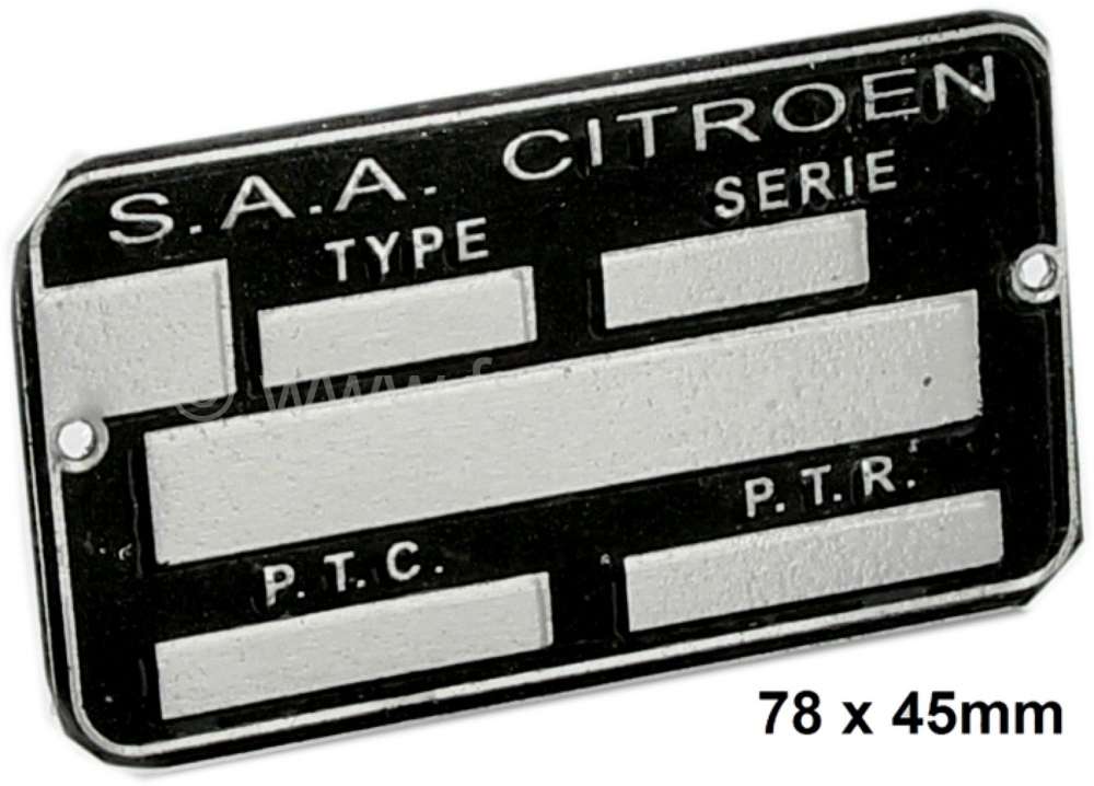 Sonstige-Citroen - Identification plate S.A.A Citroen. These identification plates are installed in 2CV, DS, 