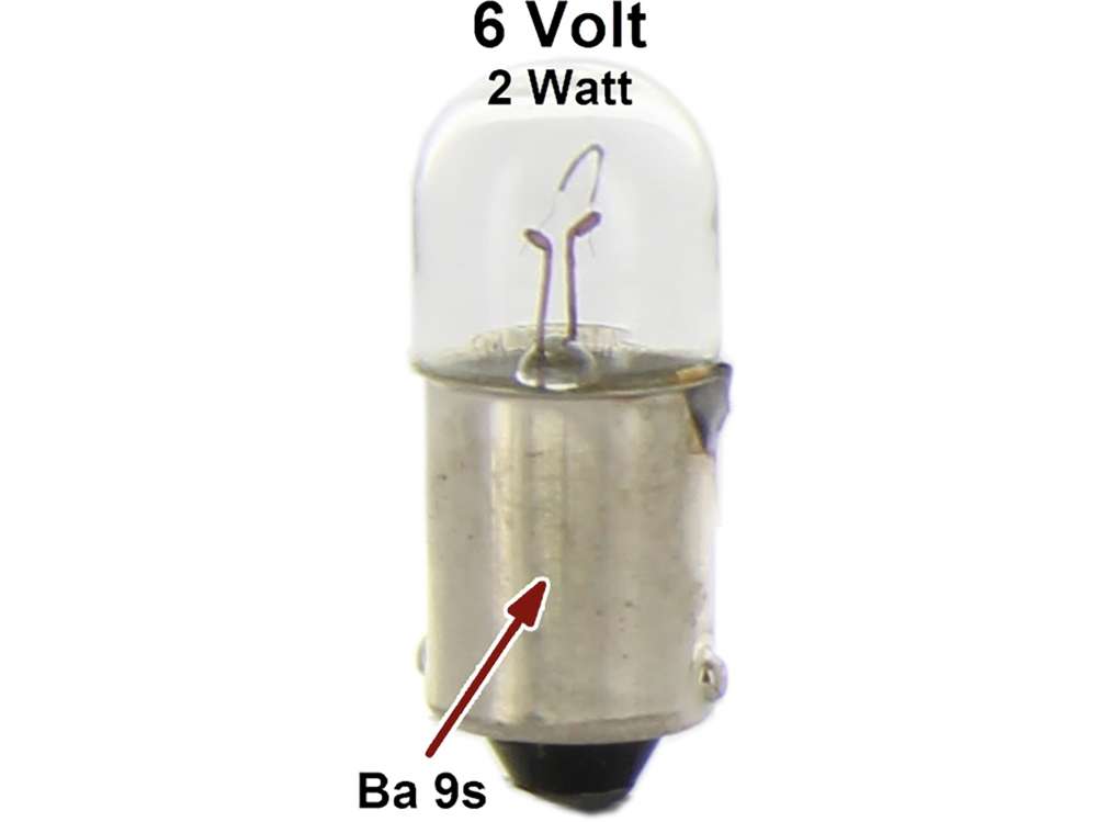 Citroen-2CV - ball bulb 2 Watt 6 Volt,  base Ba9s / side flasher-parking lights