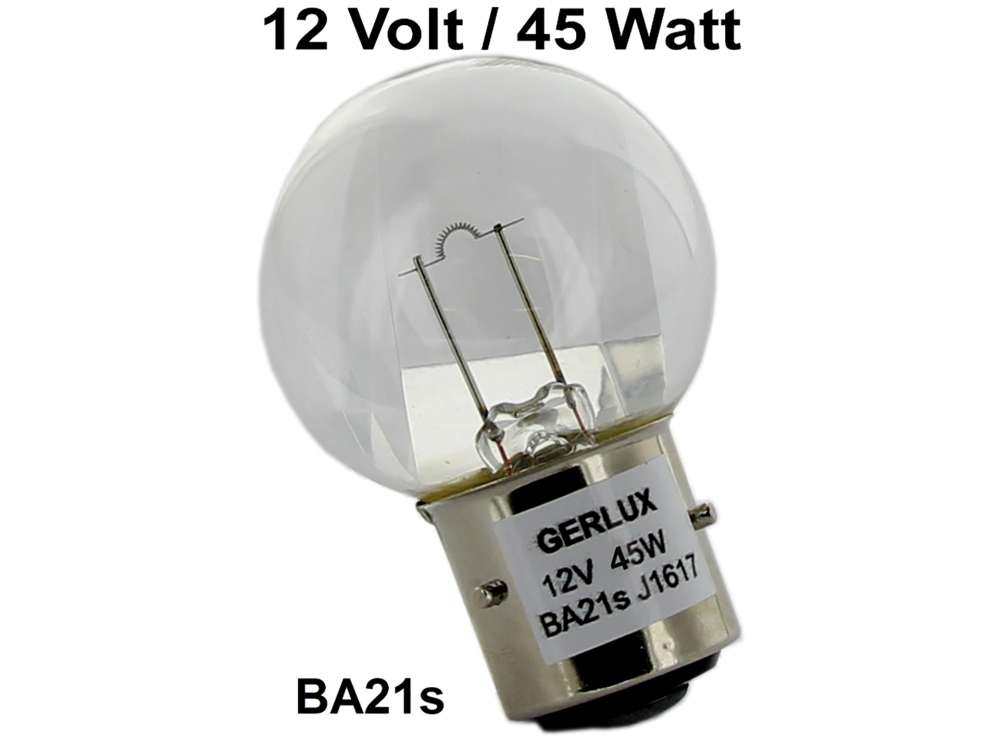 Renault - Bulb 12 V, 45 Watts, clearly, bases with 3 pins, Ba21s.