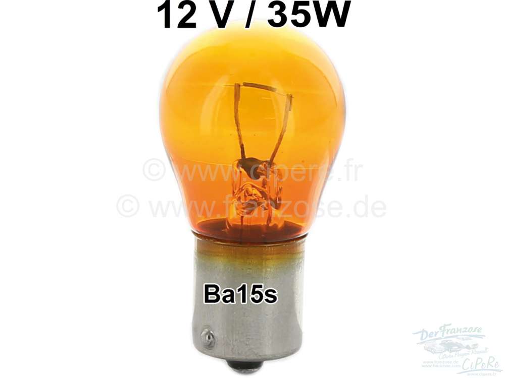 Citroen-DS-11CV-HY - Bulb 35watt, Ba15s, 12 Volt yellow dyes for white turn signal glasses