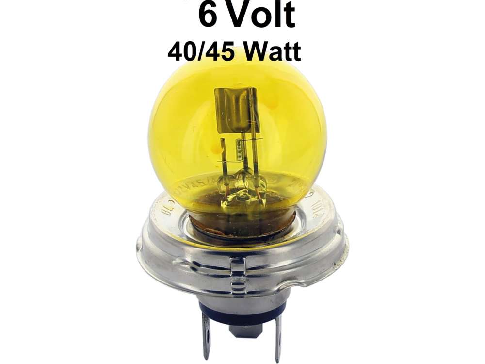 Citroen-2CV - Bulb 6V, double-filament bulb, base P45T, 40/45 Watt, in dark yellow!!