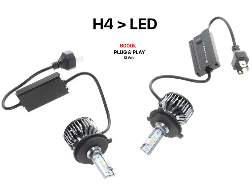 Citroen-DS-11CV-HY - Bulb conversion kit, from H4 (base P43t) to LED light! This kit replaces the H4 bulb with 