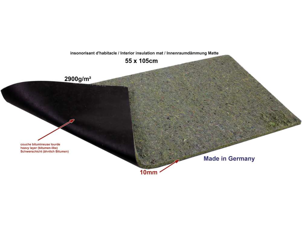 Renault - Interior insulation mat for the floor (10mm thick), optically as from the years 60s to app