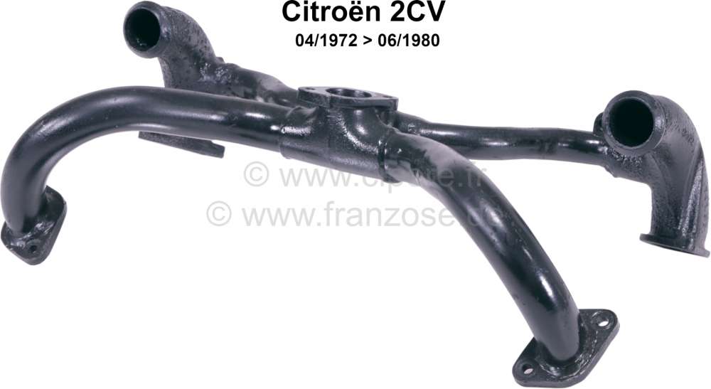 Citroen-2CV - Inlet + exhaust manifold for 2CV6 with round carburetor, Installed from 04/1972 to 06/1980