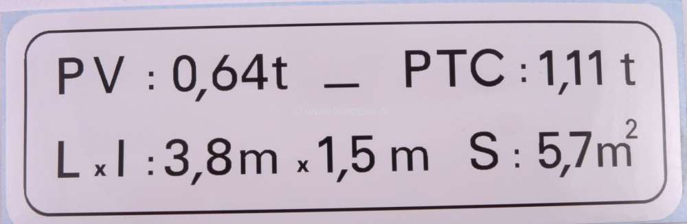 Citroen-2CV - Label additional load for AK400 starting from 1975.