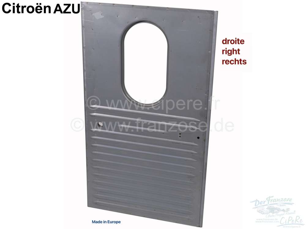 Citroen-2CV - AZU, rear door right (oval window), replica. Suitable for Citroen AZU (low box). The door 