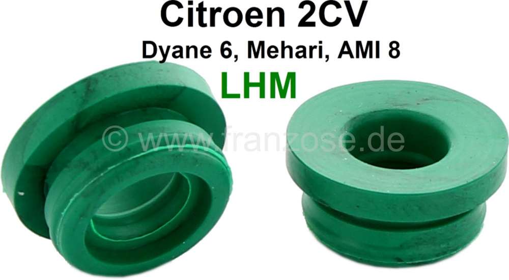 Citroen-2CV - Master brake cylinder rubber seal (1 pair, green dyed)) for the brake fluid reservoir. Bra