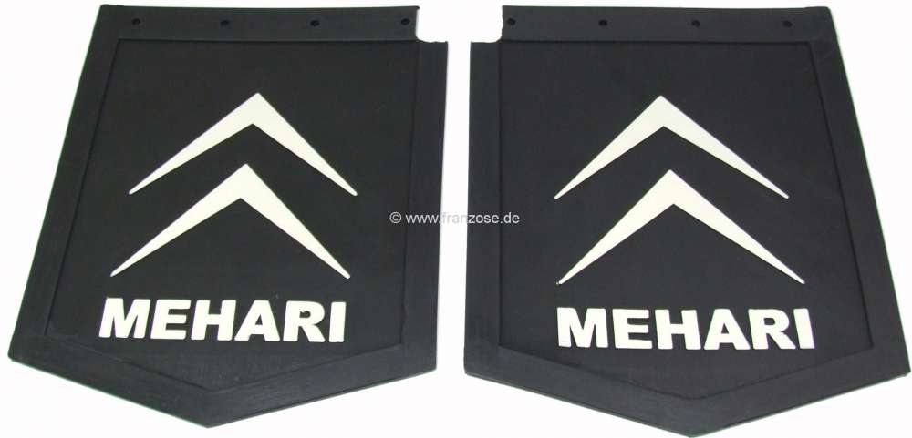 Citroen-2CV - Mehari, mud guard set rear, for Citroen Mehari. (2 fittings).  The mud flaps are from rubb