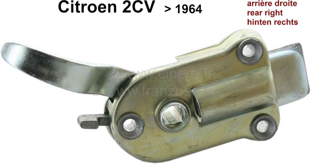 Renault - 2CV old, door lock rear on the right + in front on the left fitting. (Locking inside). Sui