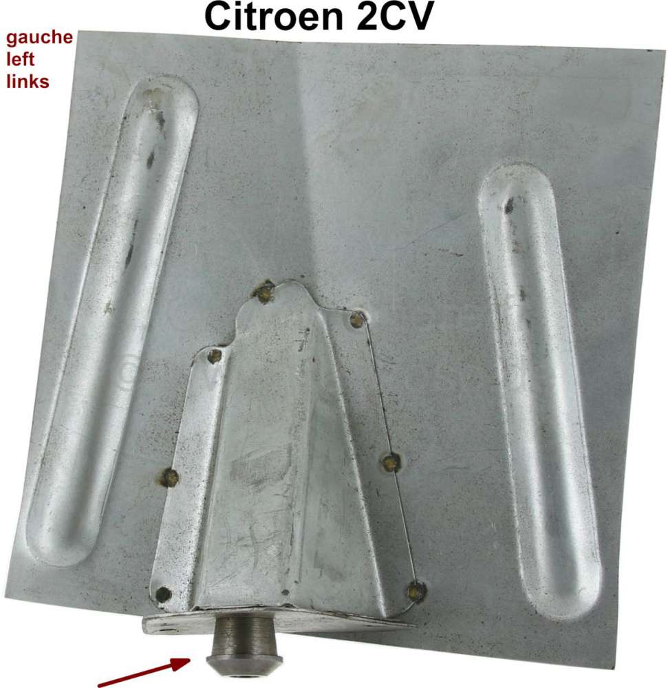 Citroen-2CV - 2CV old, wheel housing at the rear left, rear axle stop buffer repair sheet metal with lar