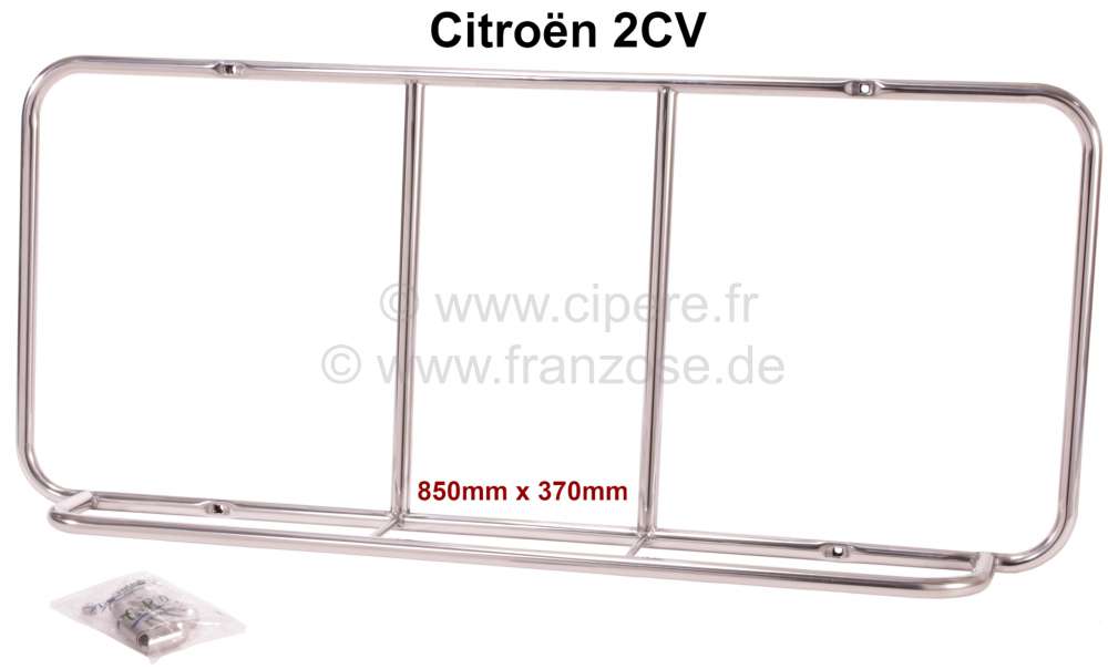Citroen-2CV - Rear rack from polished high-grade steel. Suitable for Citroen 2CV. Reproduction of the or
