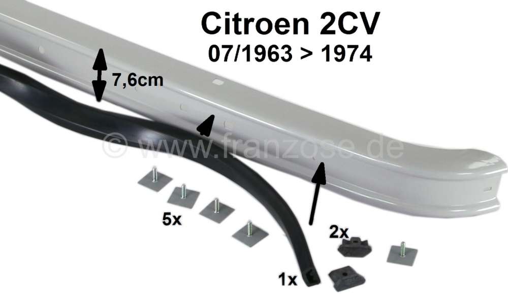 Citroen-2CV - Bumpers rubber black rear, for Citroen 2CV. This rubber was mounted starting from 1963 to 