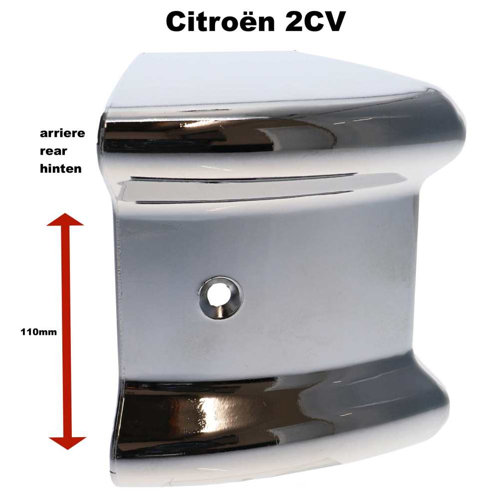 Alle - Bumper corner rear, for Citroen 2CV6 (Plastic corner rear). Colour chromed. The protection