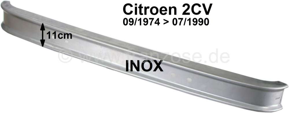 Citroen-2CV - Bumper rear wide, suitable for Citroen 2CV + Dyane. Reproduction from high-grade steel, wi