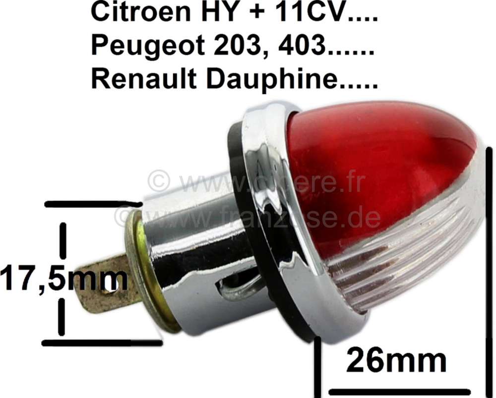 Peugeot - Park light, suitable for Citroen 11CV, HY. Peugeot 203, 403. Renault Dauphine etc. Per pie