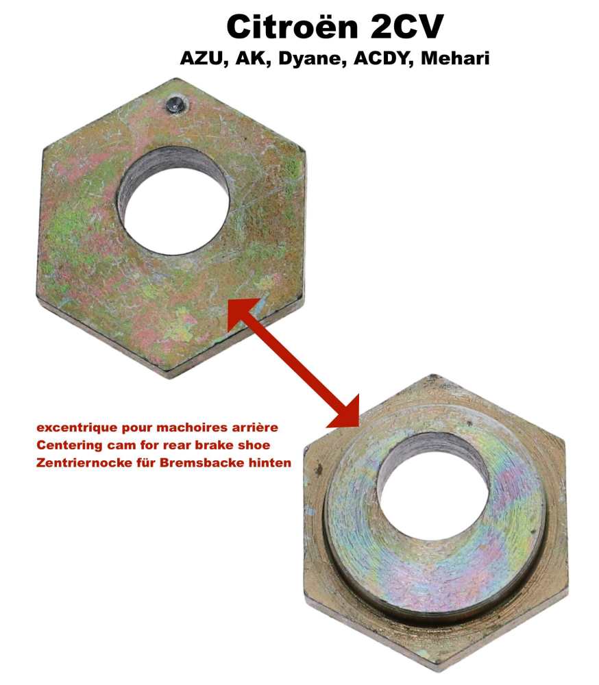 Citroen-2CV - Centering cam for the brake shoe rear. Suitable for Citroen 2CV. Diameter of the cam: 20mm
