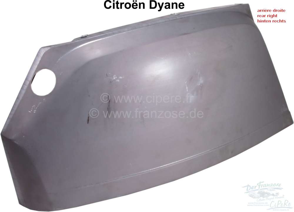 Citroen-2CV - Dyane, rear right fender, made of sheet metal. Suitable for Citroen Dyane. Made in EU.