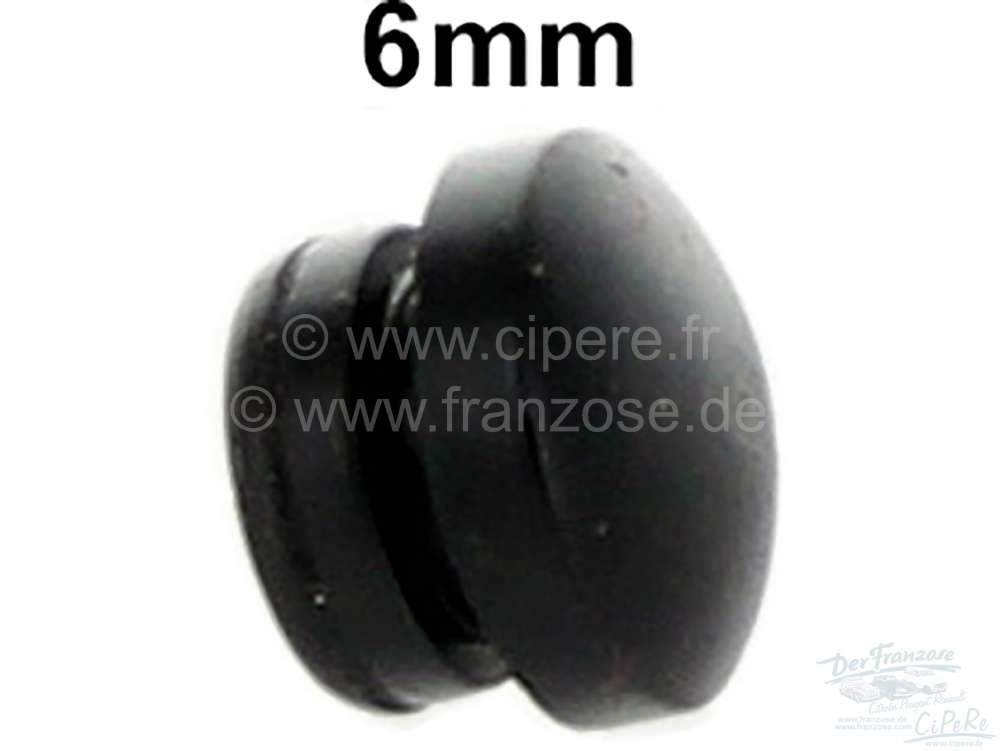 Citroen-2CV - rubber plug, 6mm, to close e.g drillings for cavitysealing. For sheet metals to 2mm streng