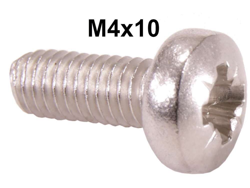 Citroen-2CV - Cross lens head screw (M4x10) from stainless steel, for round indicator + stop light. For 
