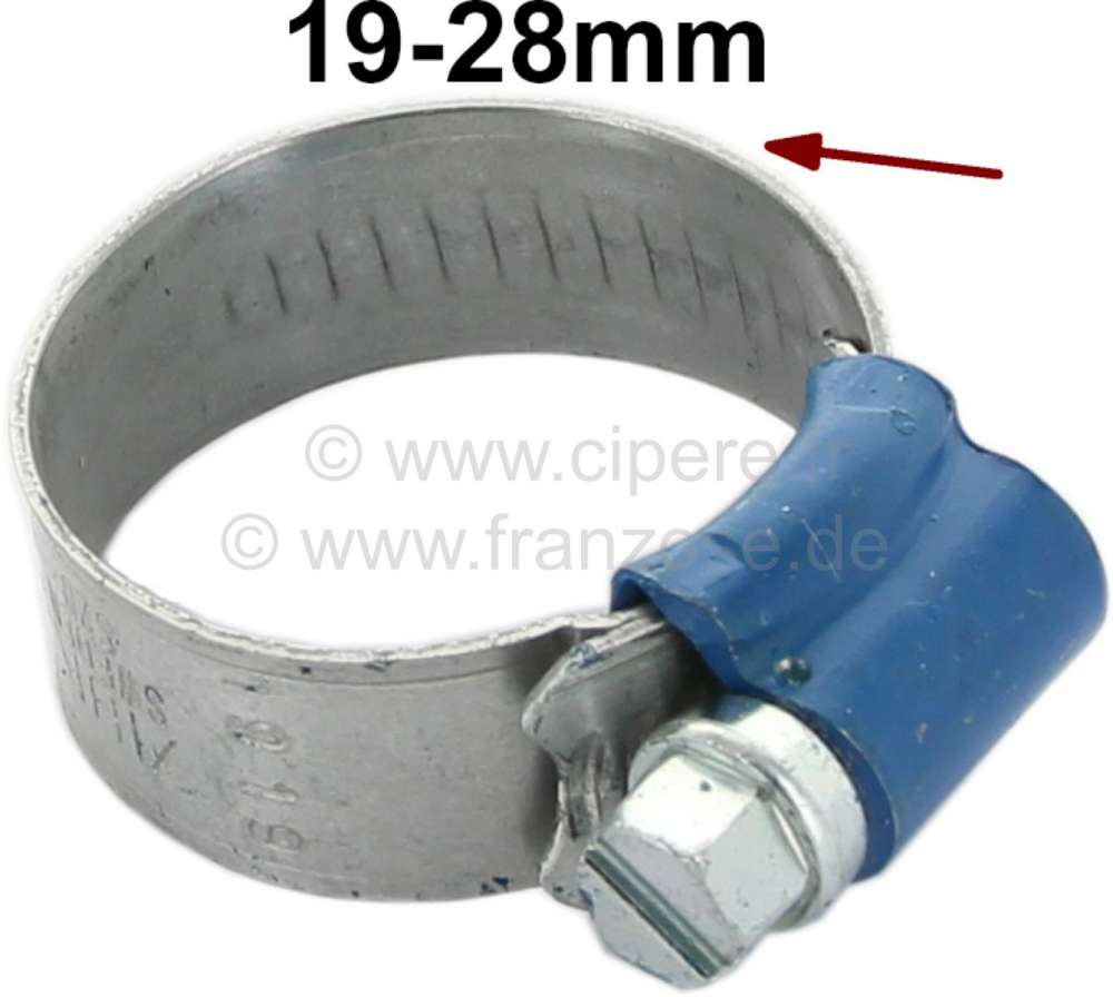 Renault - Hose clamp 19-28mm, especially for radiator hose. Vintage look. Embossed band with raised 