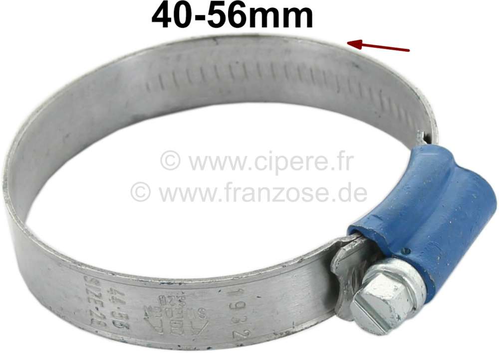 Peugeot - Hose clamp 40-56mm, especially for radiator hose. Vintage look. Embossed band with raised 