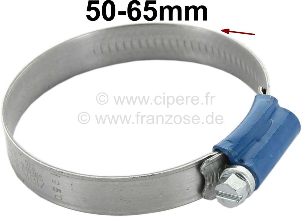 Citroen-2CV - Hose clamp 50-65mm, especially for radiator hose. Vintage look. Embossed band with raised 