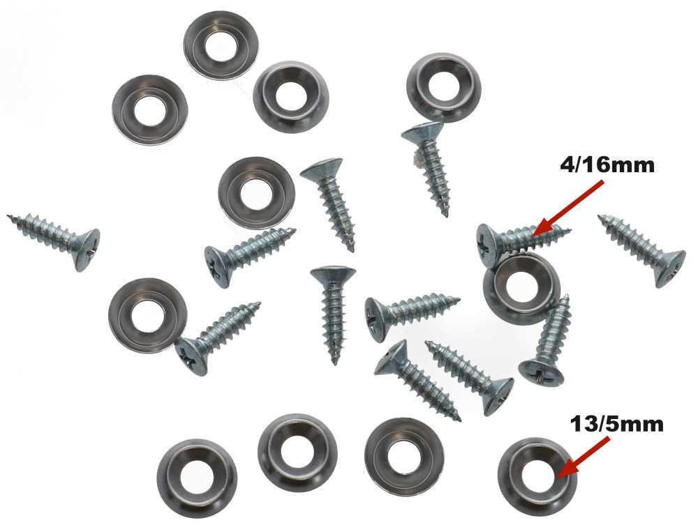 Renault - Rosette 13/5mm with screw. Contents: 12 pieces + 12x screw 4mm/16mm. This rosette consists
