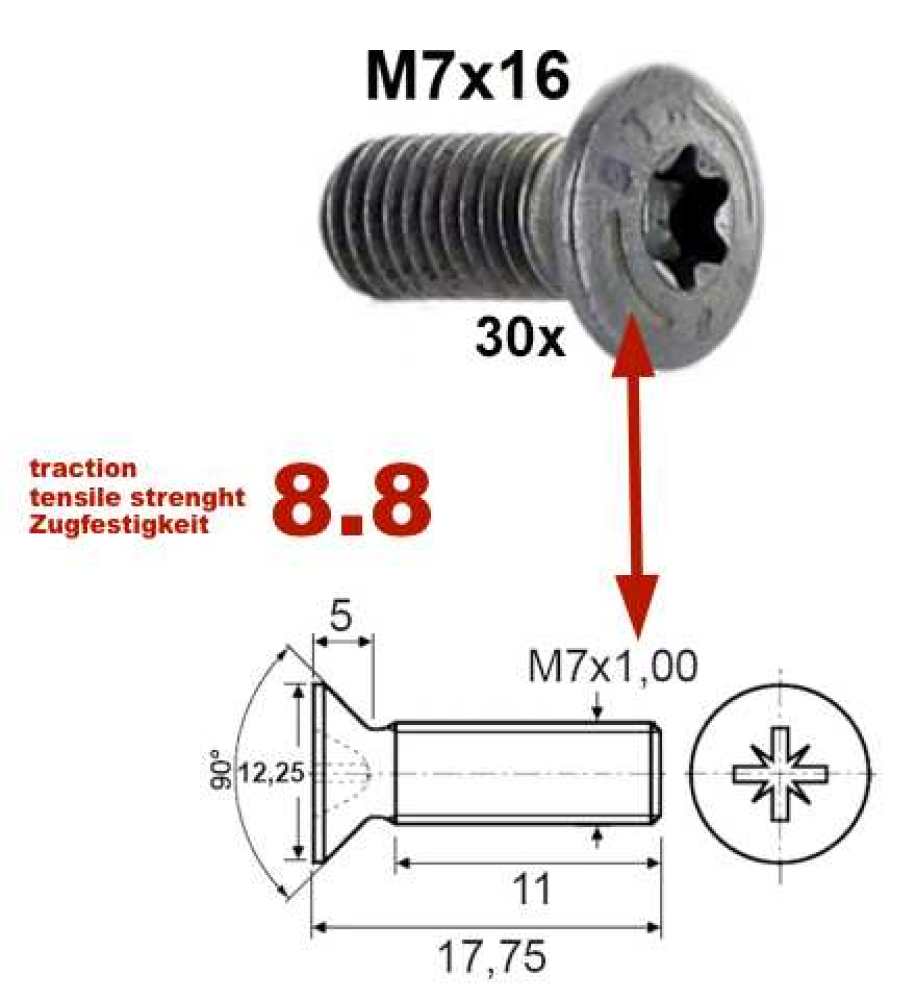 Alle - Screw Torx, M7x16. Content: 30 units.