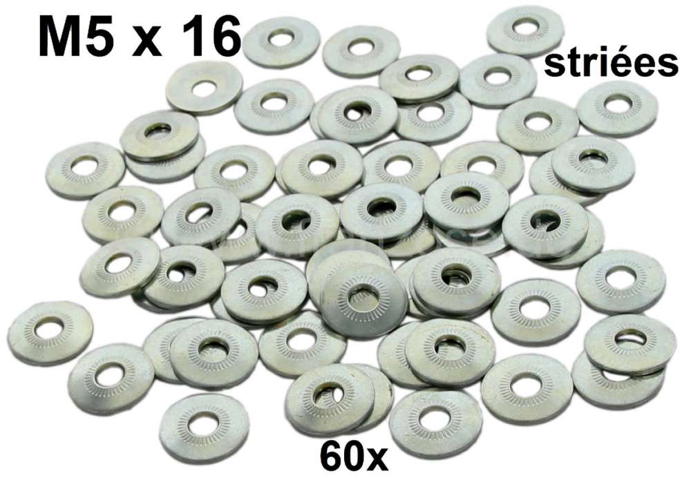 Citroen-2CV - Washer corrugated M5x16 (French name: Striees). Content: 60 units. These grooved washers w