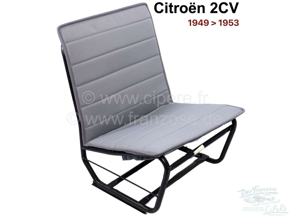 Citroen-2CV - 2CV old, seat covers front (2 pieces, left + right), hammock, grey fabric. Built from 1949